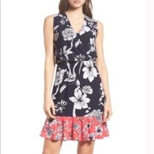 Eliza J Surplice Blouson Dress